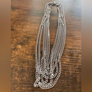 Silver Multi-Strand Necklace with Layered Chains